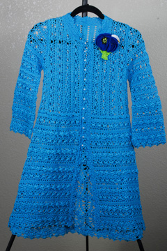 15 Blue Poppy Lace Coat & Poppy Pin by Alla Koval